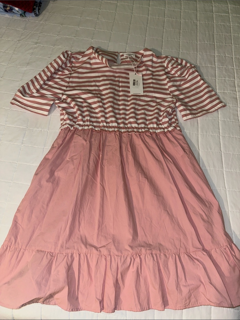 Annie Pink Striped Bodice Pink Skirt Casual Dress